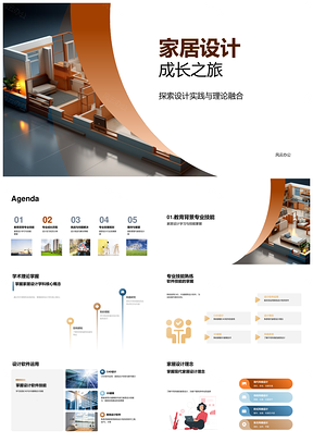 家居设计实习实践与CAD建模成长PPT模板