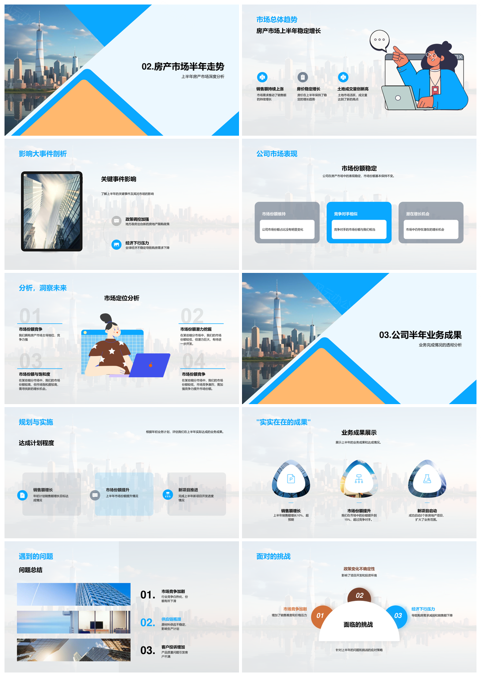 房产半年回顾与下半年战略布局市场趋势关键事件PPT模板