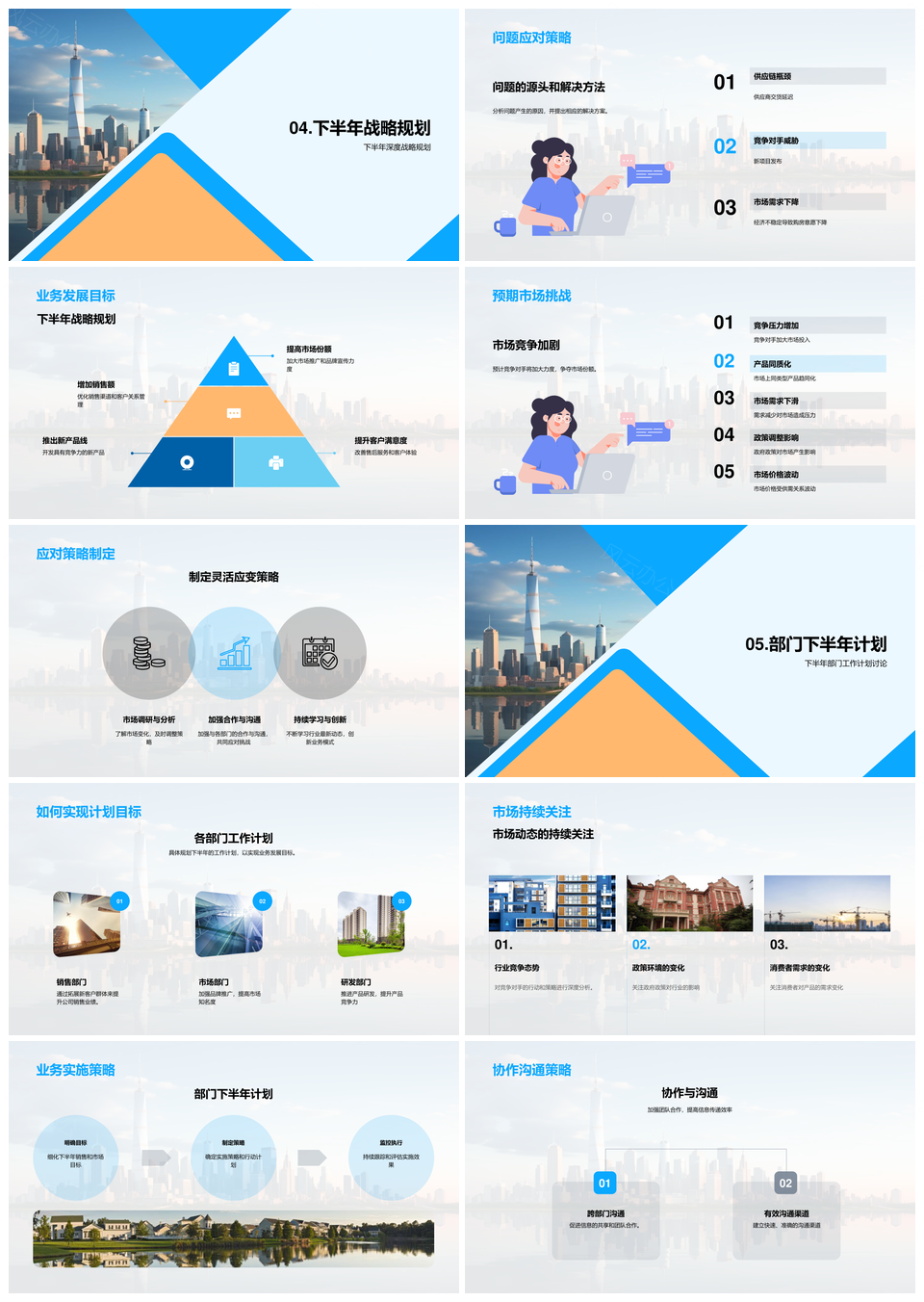 房产半年回顾与下半年战略布局市场趋势关键事件PPT模板