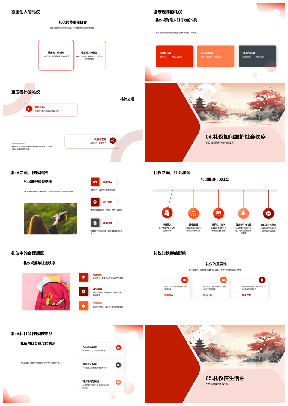 礼仪文化历史传承与社会秩序维护PPT模板