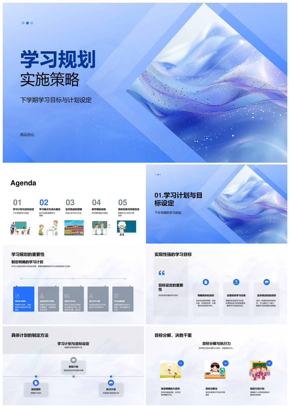 学习规划目标分解执行提升学术团队合作策略PPT模板