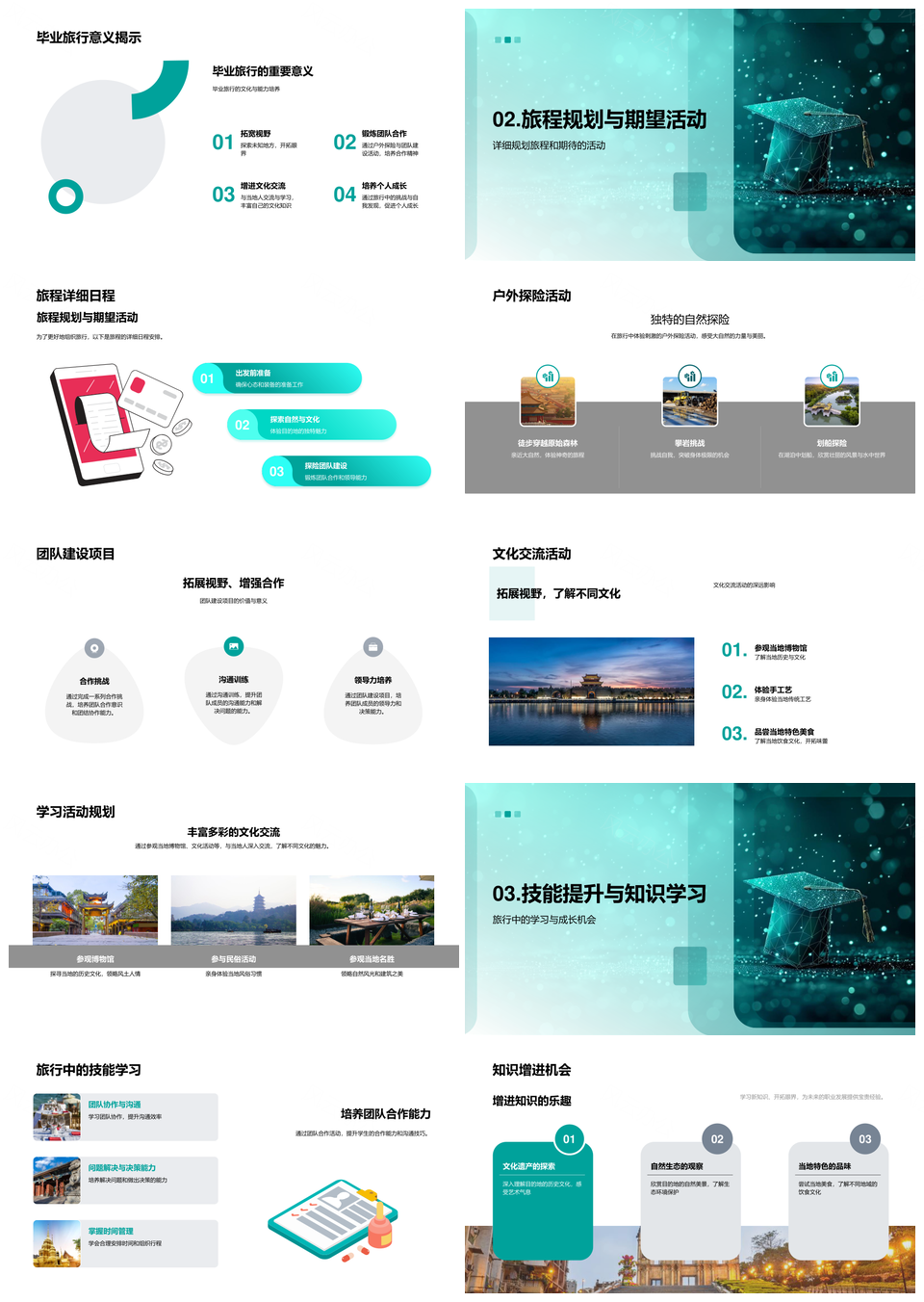 毕业旅行规划指南特色旅程技能知识行前心态PPT模板