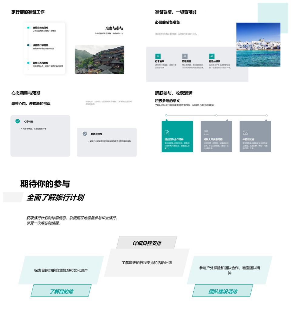 毕业旅行规划指南特色旅程技能知识行前心态PPT模板
