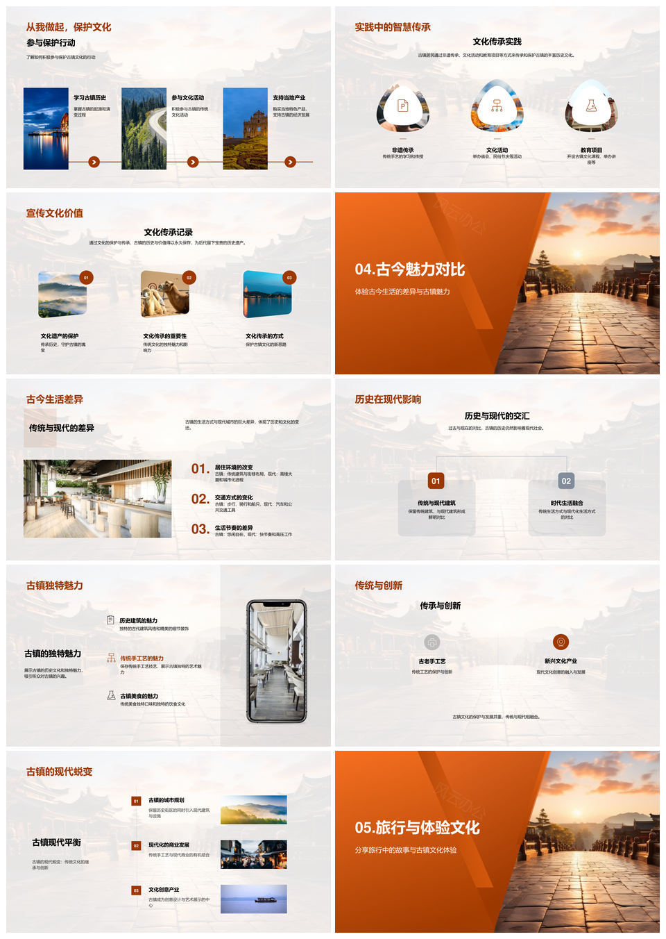 古镇探源寻访文化地标传承历史风情之旅PPT模板