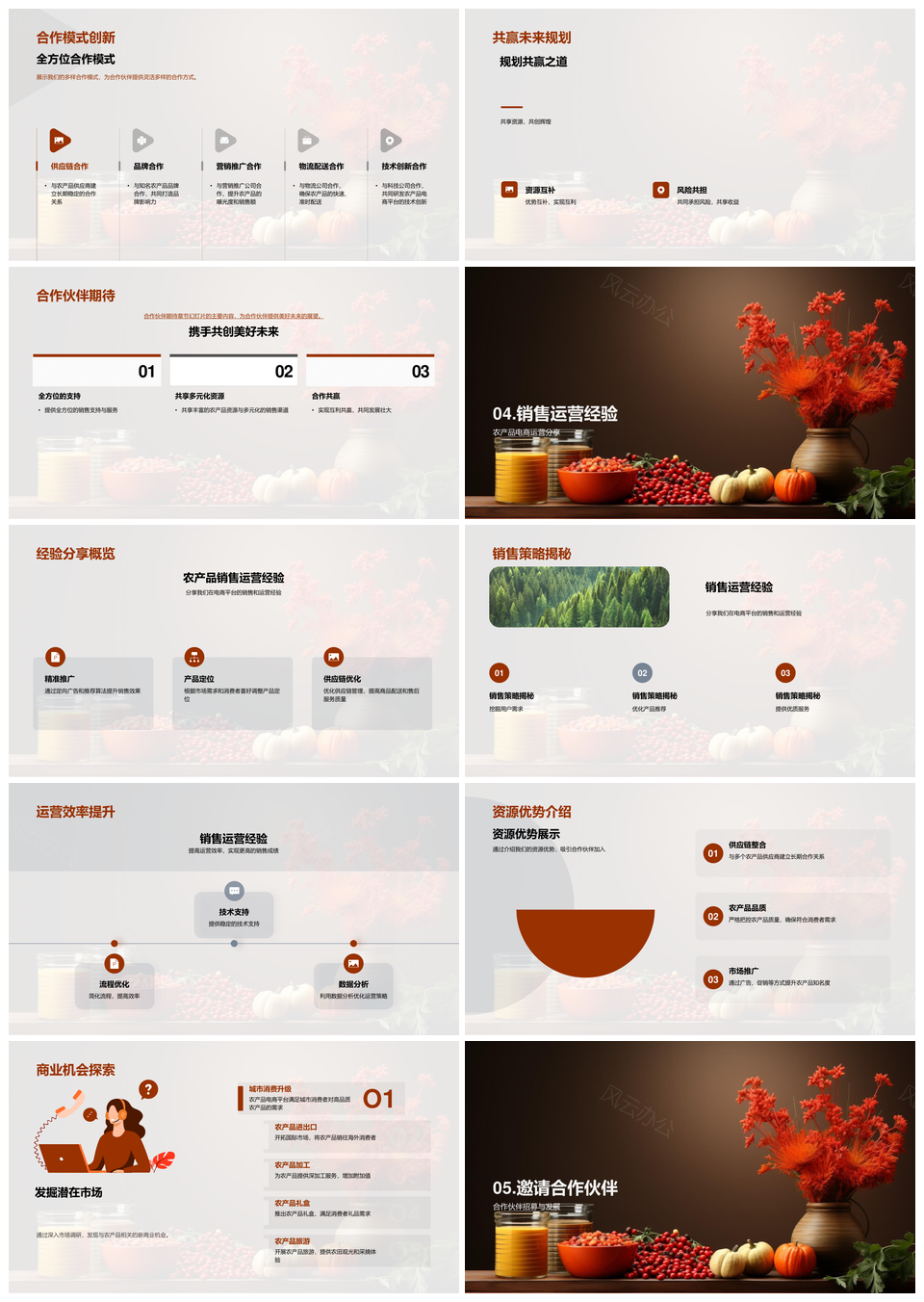 农产品电商绿色健康共享合作热销拓市场潜力PPT模板