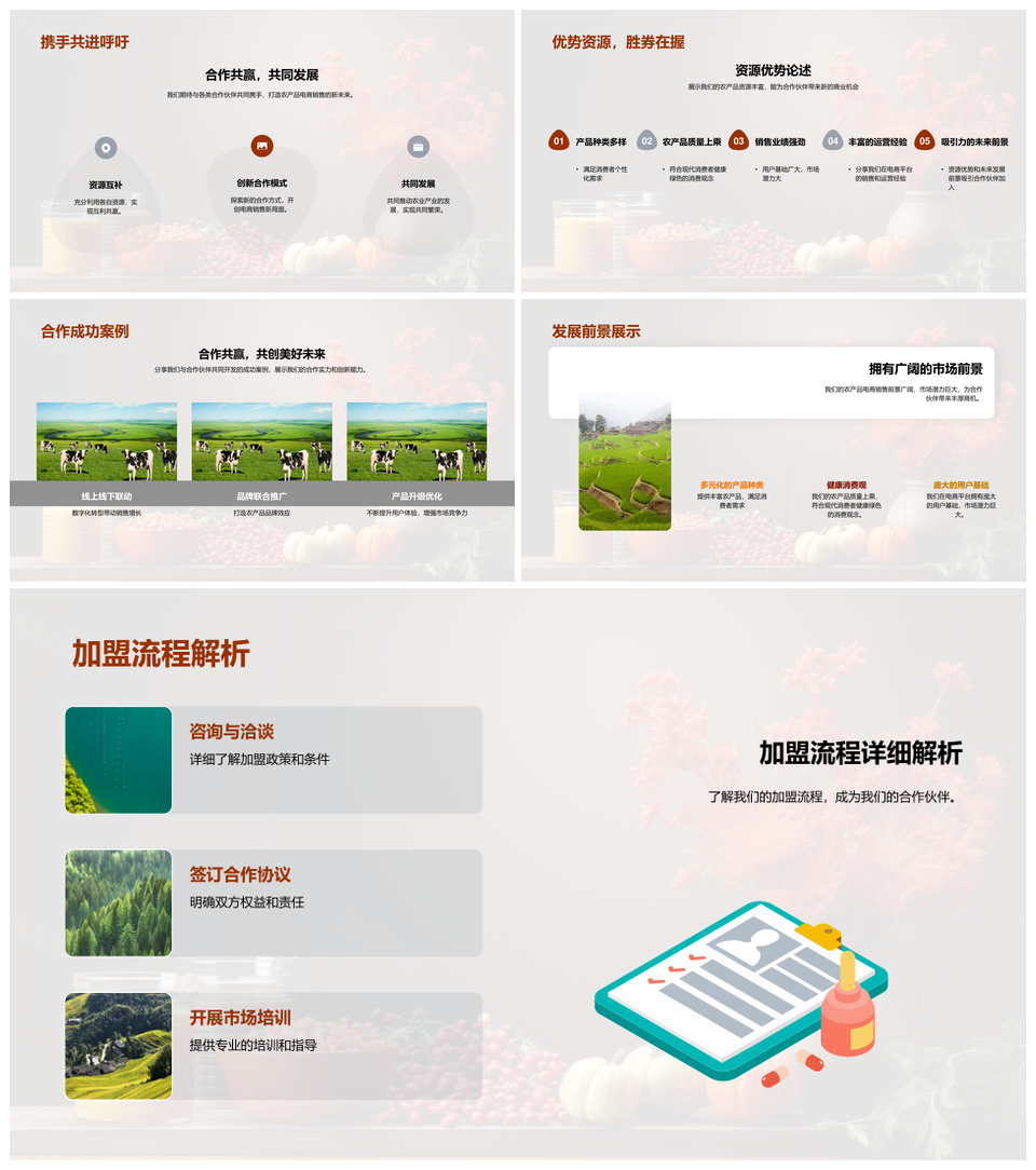 农产品电商绿色健康共享合作热销拓市场潜力PPT模板
