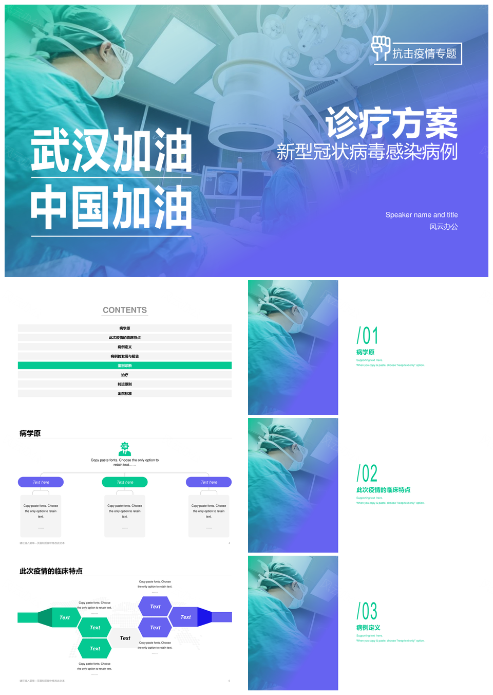 新型冠状病毒诊疗方案抗疫防护宣传策划PPT模板