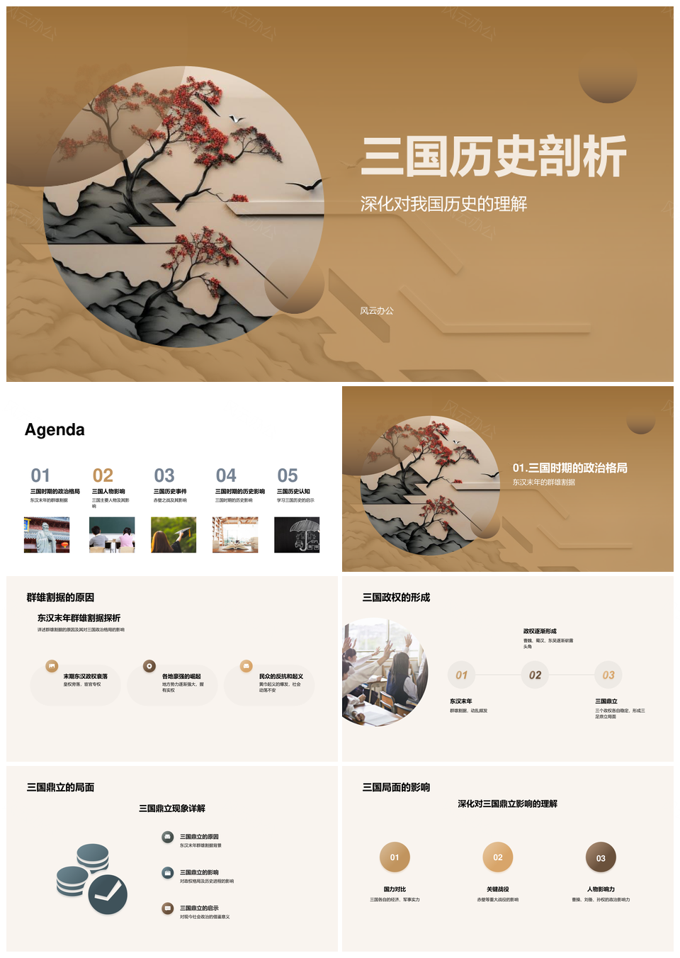 东汉末年群雄割据曹魏蜀汉东吴鼎立析PPT模板