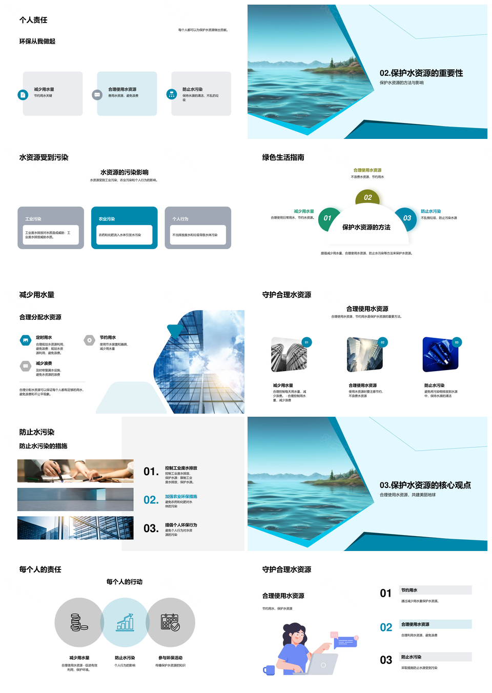 珍爱水滴小学环保教育共建美丽地球PPT模板