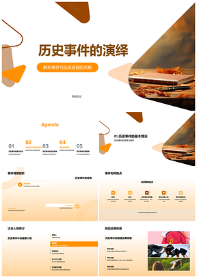 古代卷轴载历史进程因果与多维影响PPT模板