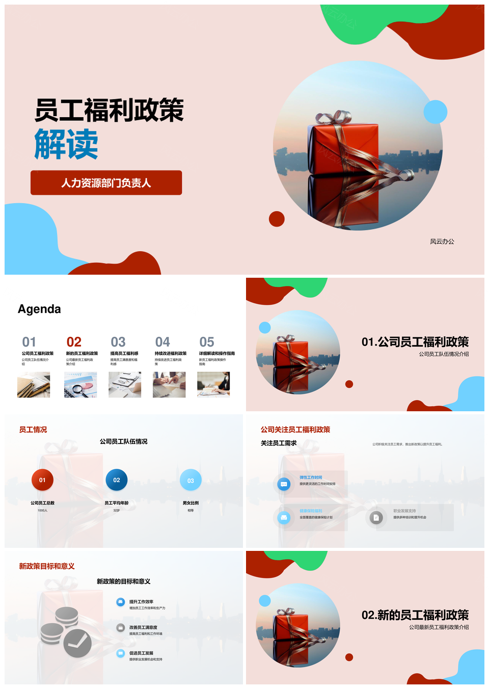 公司员工福利新政策目标意义弹性健康职业发展PPT模板