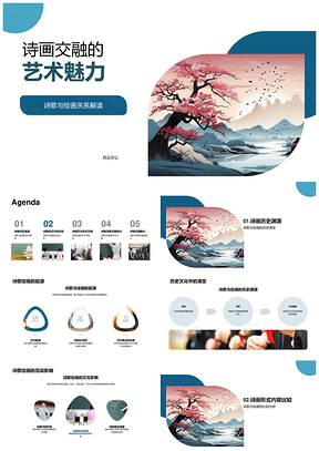 诗画交融墨笔艺术学术探析PPT模板