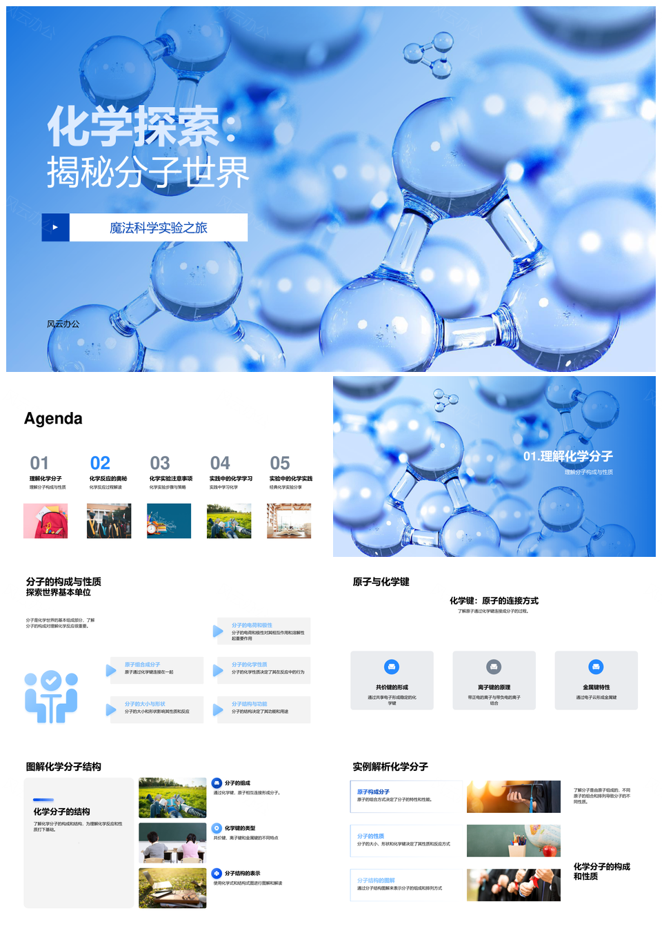 化学魔法实验探秘分子键反应PPT模板