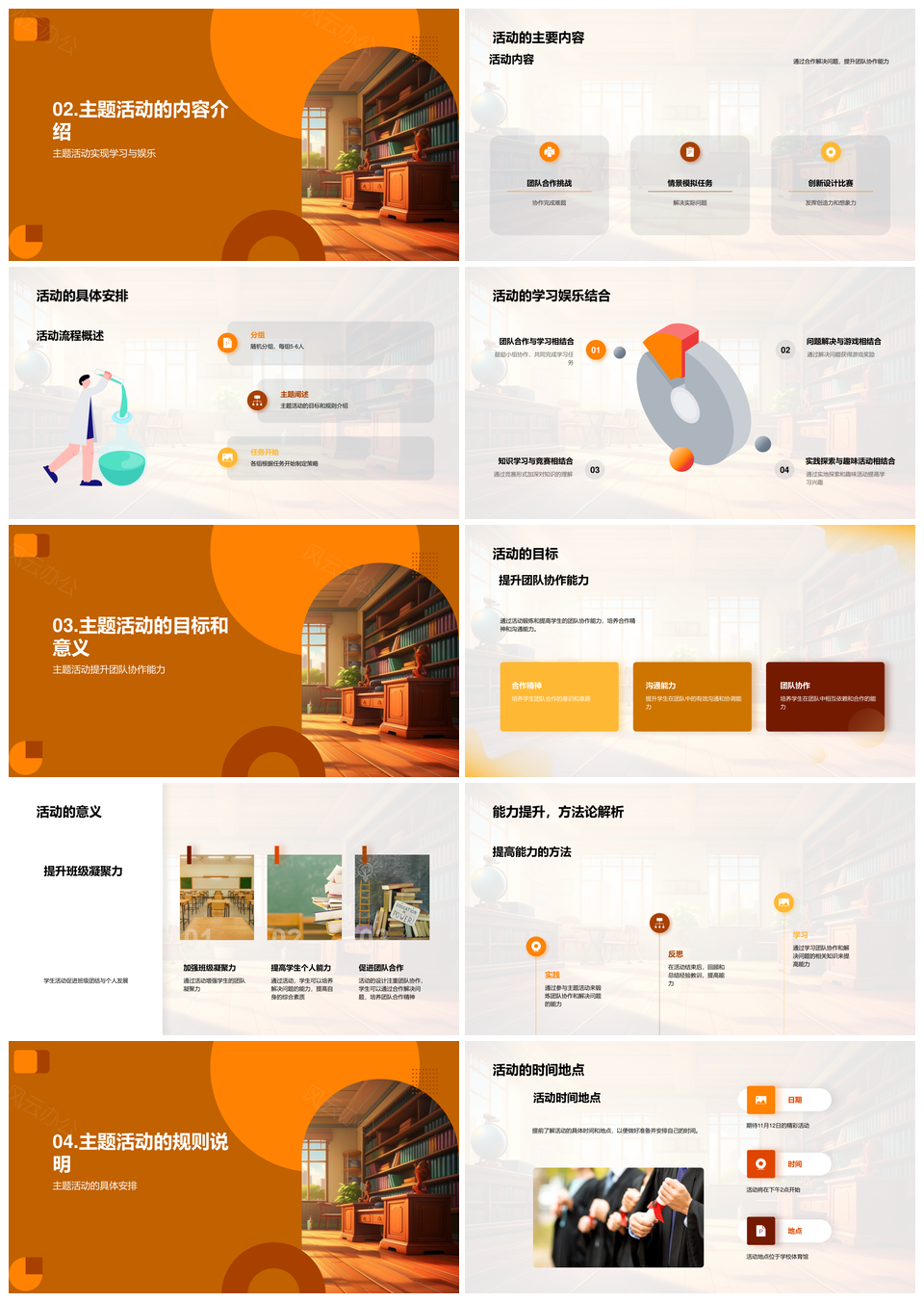 高二主题活动挑战历程助力学生协作解决问题PPT模板