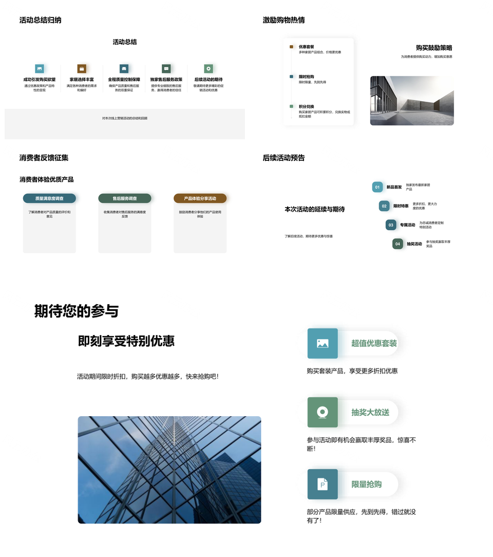 家居网络营销线上购物需求产品优惠售后质控活动PPT模板