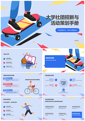 大学社团招新创意策划活动展示吸引新生PPT模板