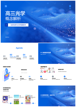 高三光学概念解析光反射折射规律及彩虹形成PPT模板