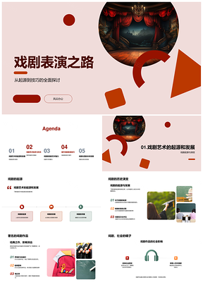 戏剧源流演变名作艺技舞台剧型PPT模板