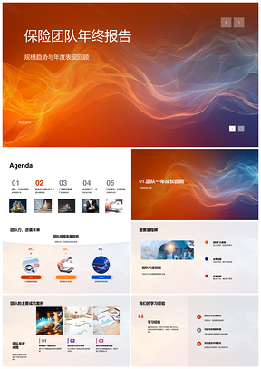 保险团队年终报告发展历程成功案例新品表彰个人价值PPT模板