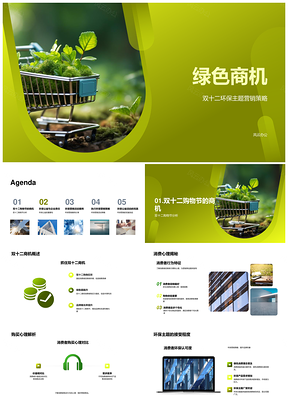 双十二绿色商机企业环保责任营销策略PPT模板