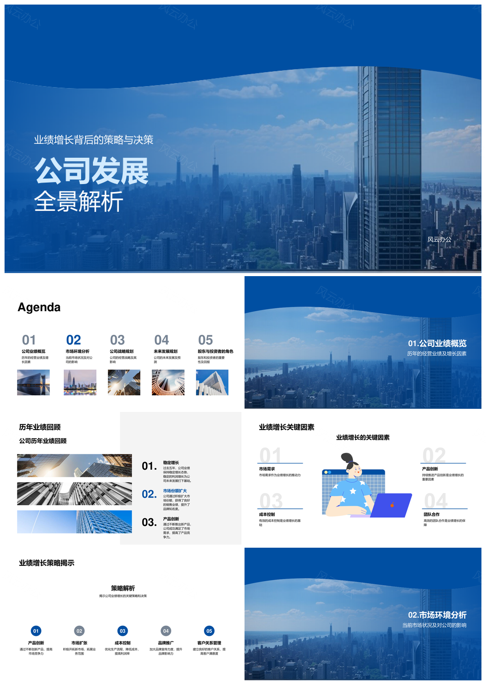 公司战略全景业绩增长与未来布局PPT模板