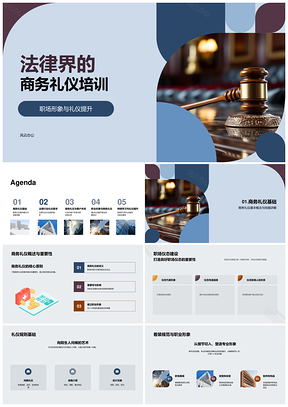 法律界商务礼仪培训客户跨文化网络法槌PPT模板