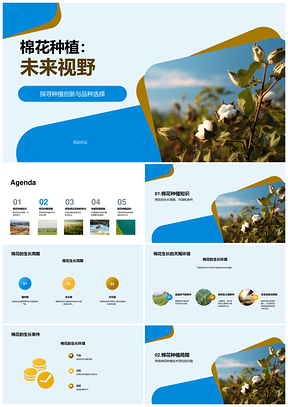农学专家与农民共研棉花种植技术应用PPT模板
