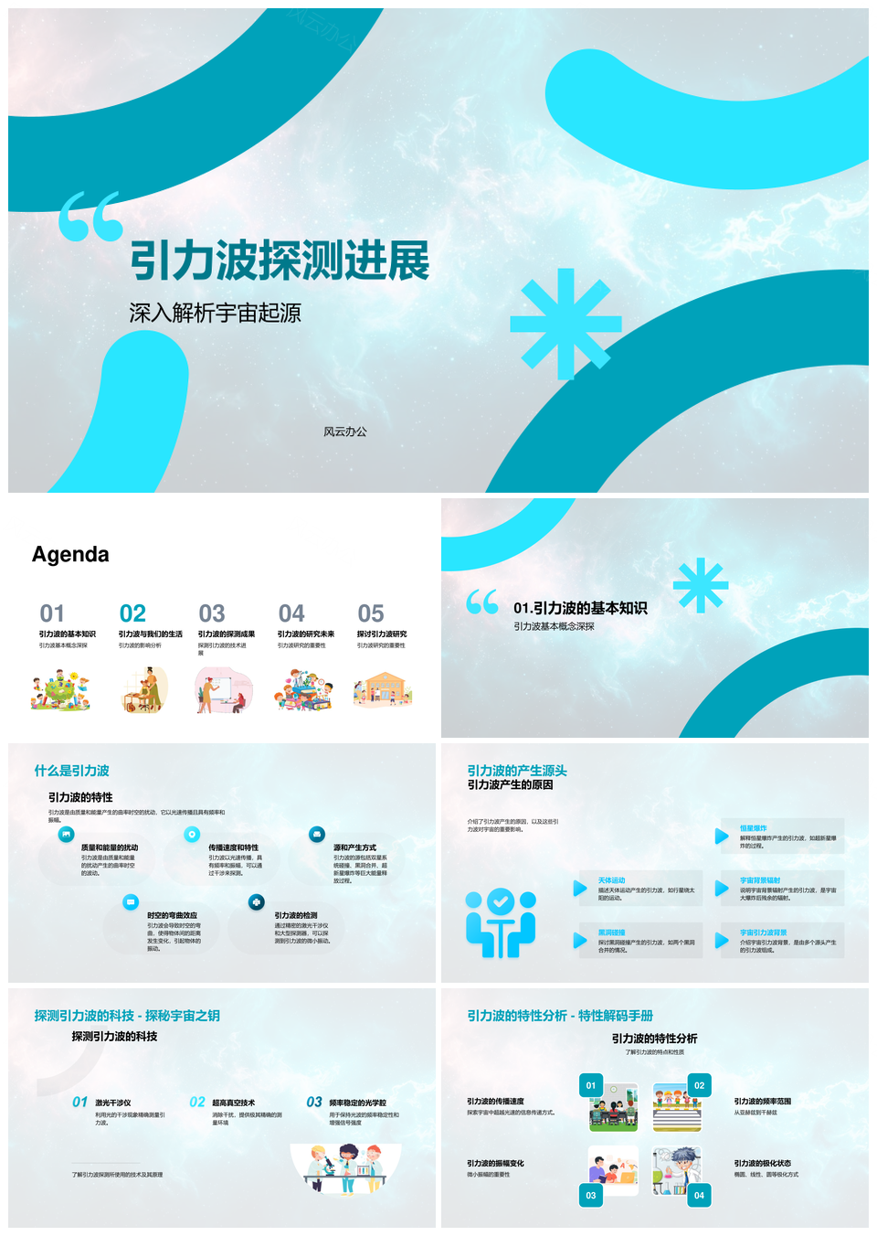 引力波LIGO探测宇宙起源理论进展PPT模板