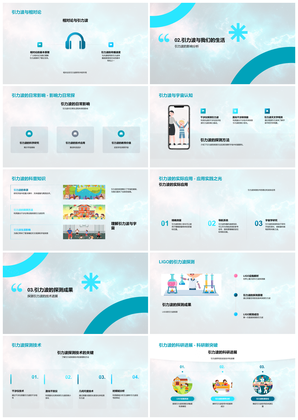 引力波LIGO探测宇宙起源理论进展PPT模板