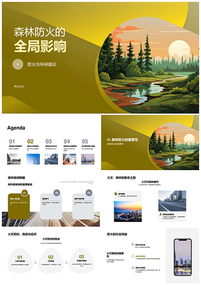 全球森林防火生态气候与碳排放影响PPT模板