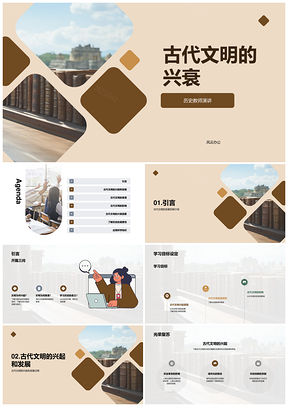 历史教师演讲古代文明兴衰学生知识PPT模板