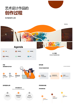 艺术设计创作过程艺术家心得评价灵感观察调色板PPT模板