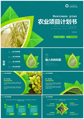 欧美简约大气绿色农业项目计划书PPT模板