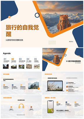 背包旅行觉醒自我毕业故事分享PPT模板