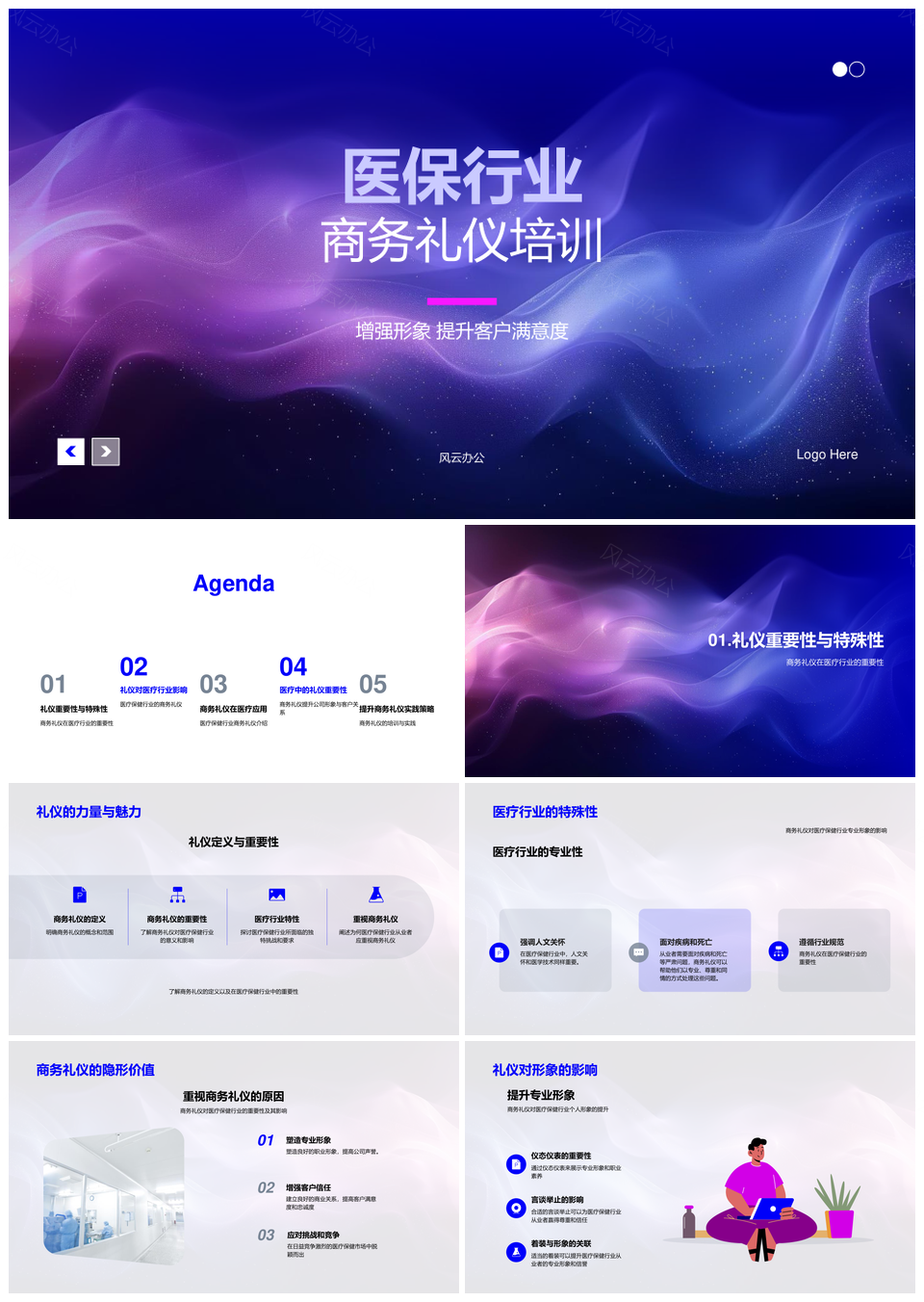 医疗保健商务礼仪培训增强形象提升客户满意度PPT模板