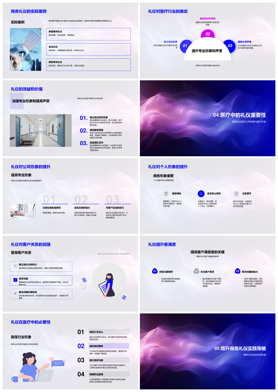 医疗保健商务礼仪培训增强形象提升客户满意度PPT模板