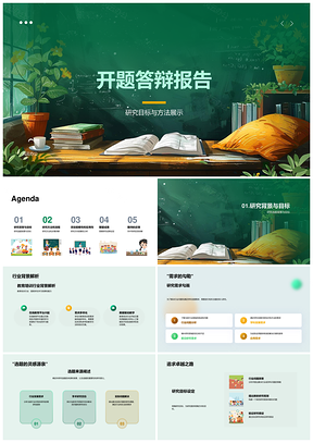 开题答辩研究目标方法策略导师行业背景选题规划PPT模板