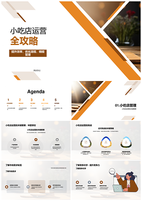 小吃店高效运营管理员工培训激励服务策略PPT模板