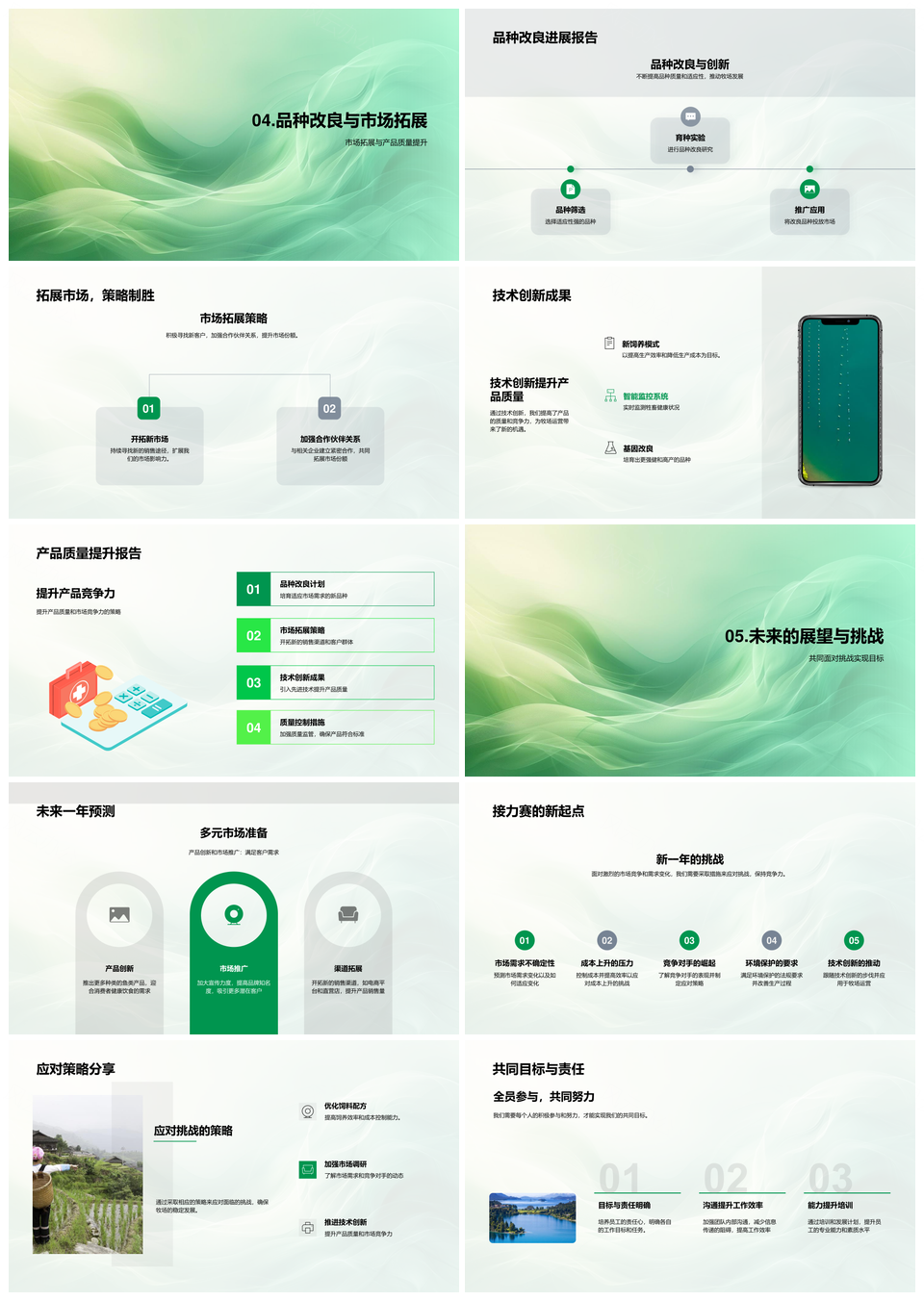 牧场年度总结行业趋势竞对饲养成本品种改良成效PPT模板