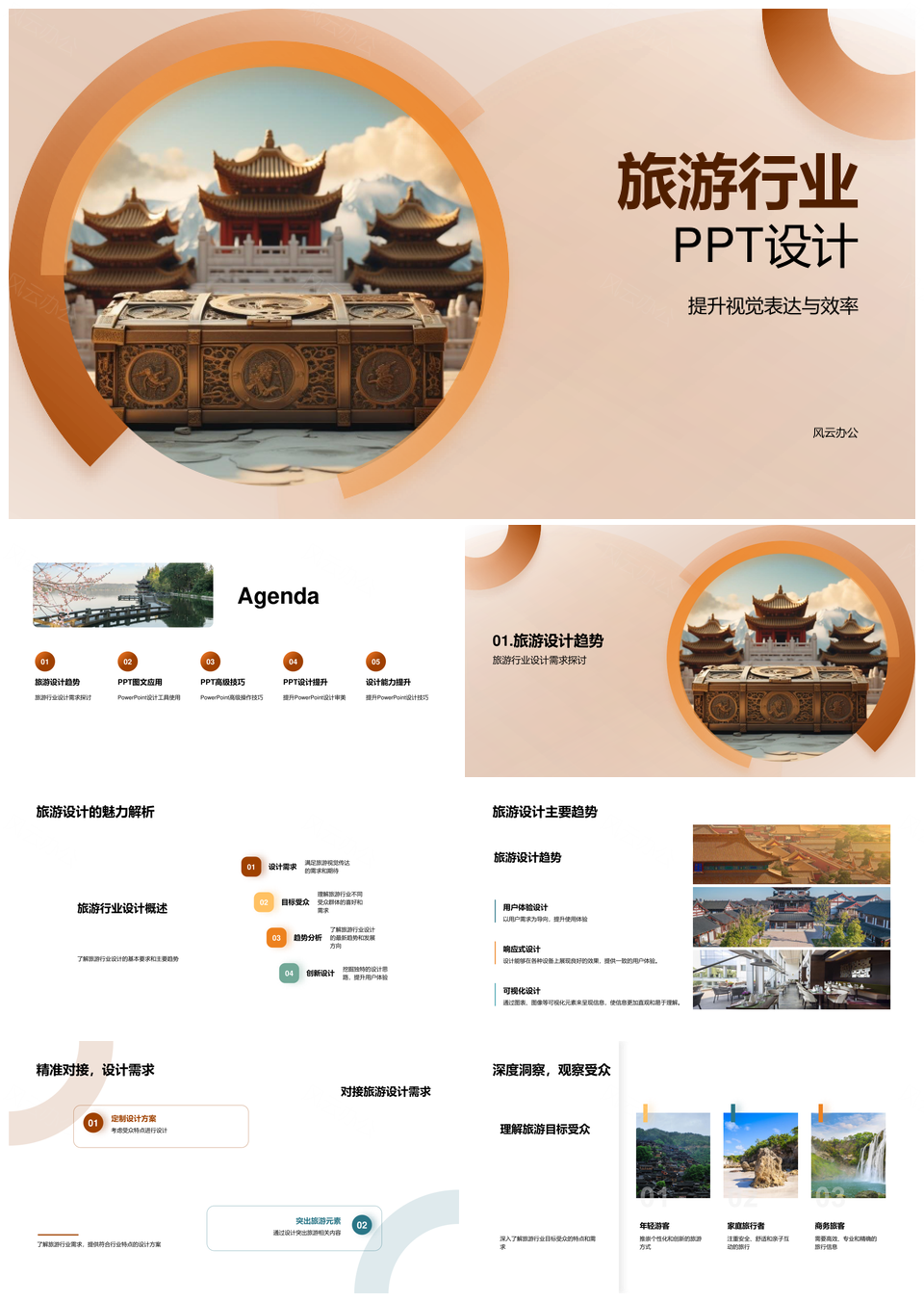 旅游行业PPT视觉图文设计技巧古建案例动画艺术字