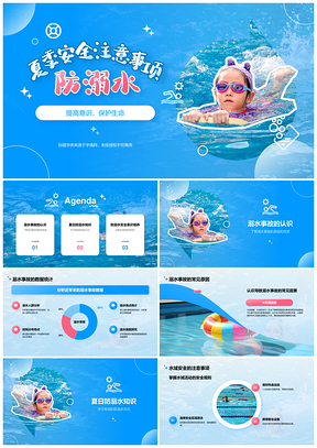 学生夏日防溺水安全教育高温水域应急措施PPT模板