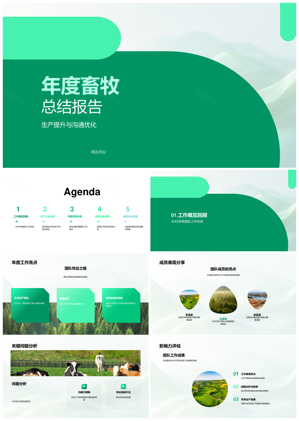 2025畜牧总结生产提升沟通优化羊肉增产增效建队PPT模板