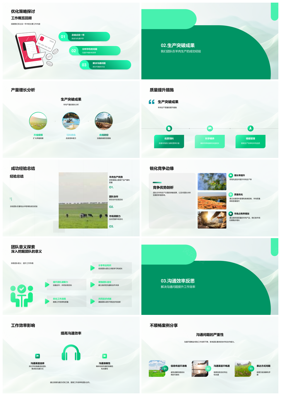 2025畜牧总结生产提升沟通优化羊肉增产增效建队PPT模板
