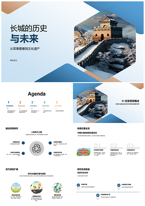 中国长城历史军事要塞文化遗产与高中教育PPT模板