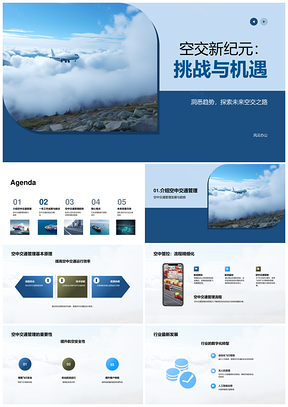 空中交通管理发展历程与飞机流程演进PPT模板