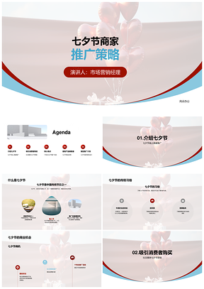 七夕商家情人节礼物线上推广策略PPT模板