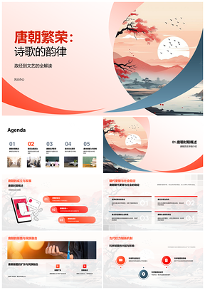 唐诗丝路科举兴衰李世民武则天卷轴PPT模板