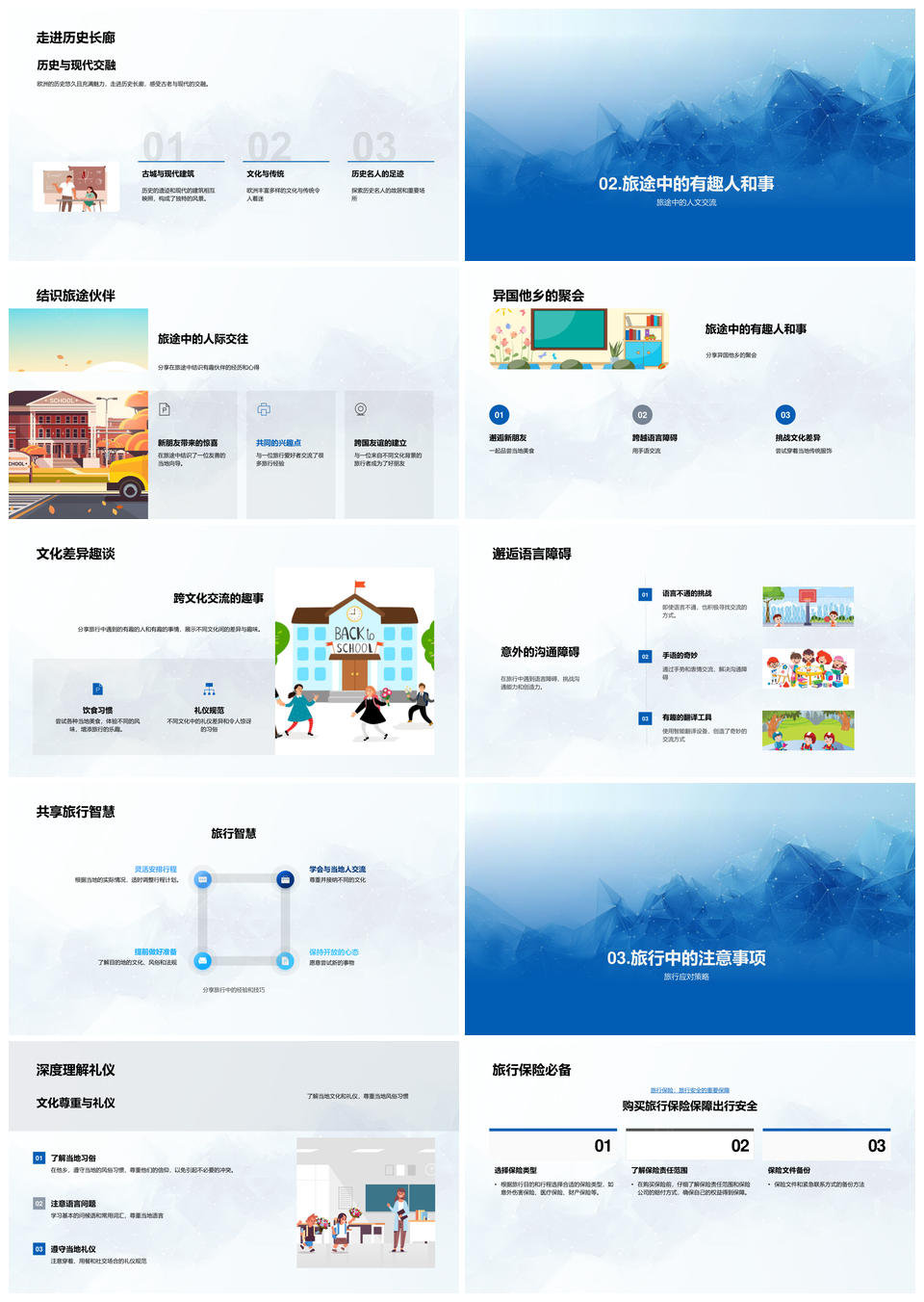 欧洲游学见闻文化交流成长收获PPT模板