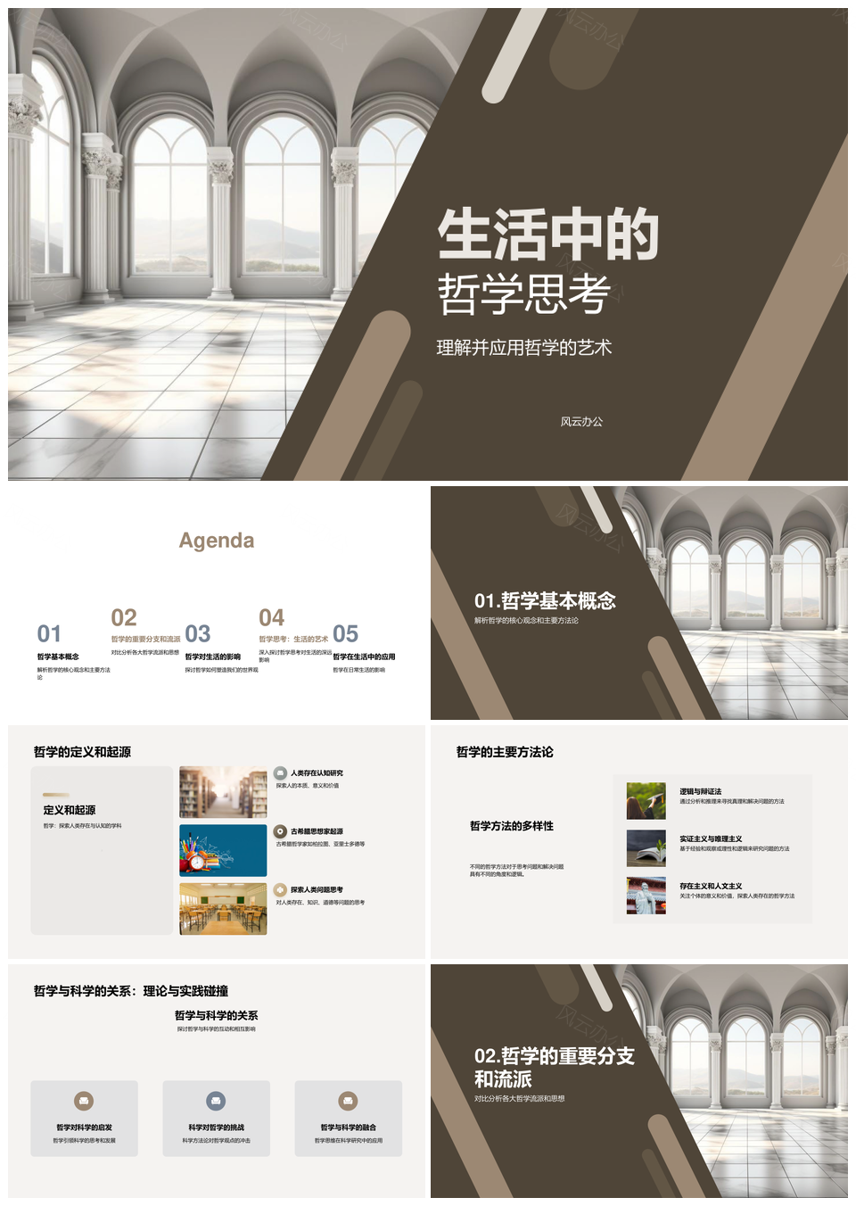 哲学思考中的东西方世界观方法论PPT模板