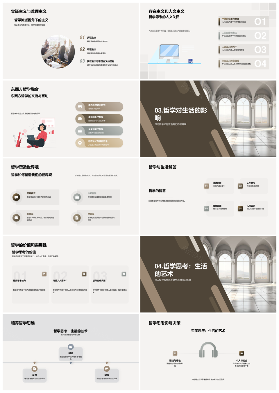 哲学思考中的东西方世界观方法论PPT模板